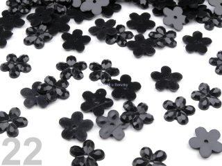 Květina plast. našívací - Black