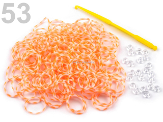 Loom bands gumičky č.53 - oranžovobílá