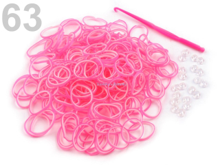 Loom bands gumičky č.63 - růžovobílá neon
