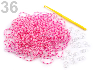 Loom bands gumičky č.36 - růžovobílá
