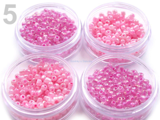 Rokajl 4mm v dóze cca 20g - Impatiens Pink mix 4 barvy