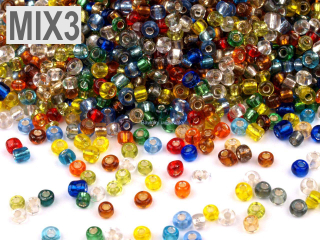 Rokajl 8/0 - 3mm MIX3 transparentní s průtahem - 50g