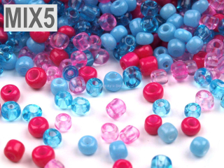 Rokajl 8/0 - 3mm MIX5 neprůhledný a transparentní - 50g