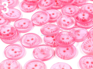 Knoflík plastový velikost 22" s výplní květ  - pink