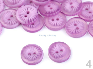 Knoflík plastový velikost 22" s výplní květ  - purple
