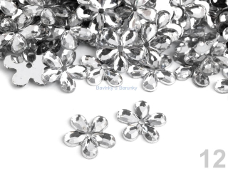 Květina plast. našívací - Crystal
