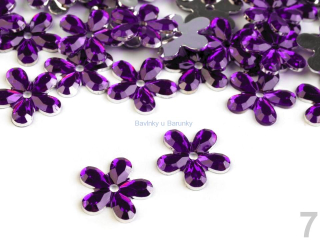 Květina plast. našívací - Fialová purpura