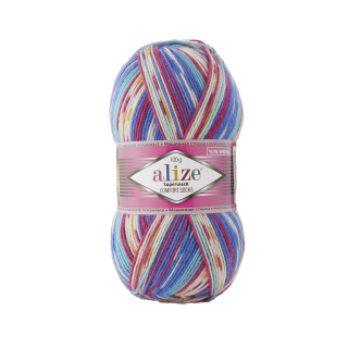 Superwash Comfort Socks 7654 - modrá/fuchsie