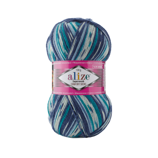 Superwash Comfort Socks 7708 - modrá/bílá