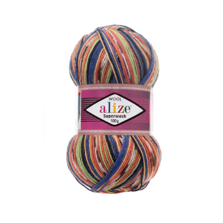 Superwash Comfort Socks 2701 - zelená/rezavá/žlutá/modrá